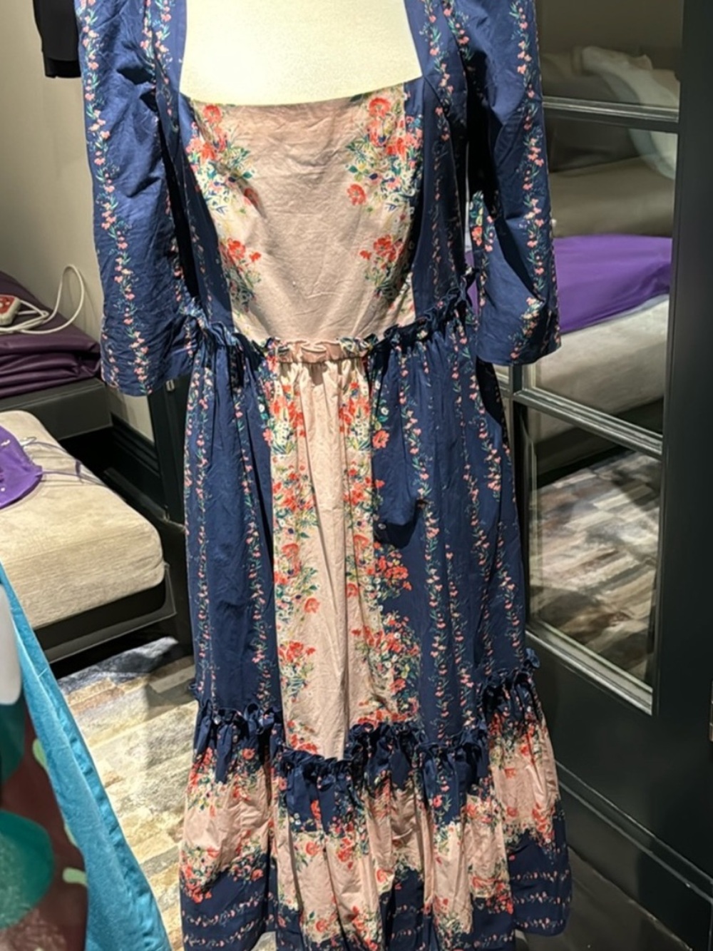 Cara Cara Navy Floral Maxi with Blush Accents